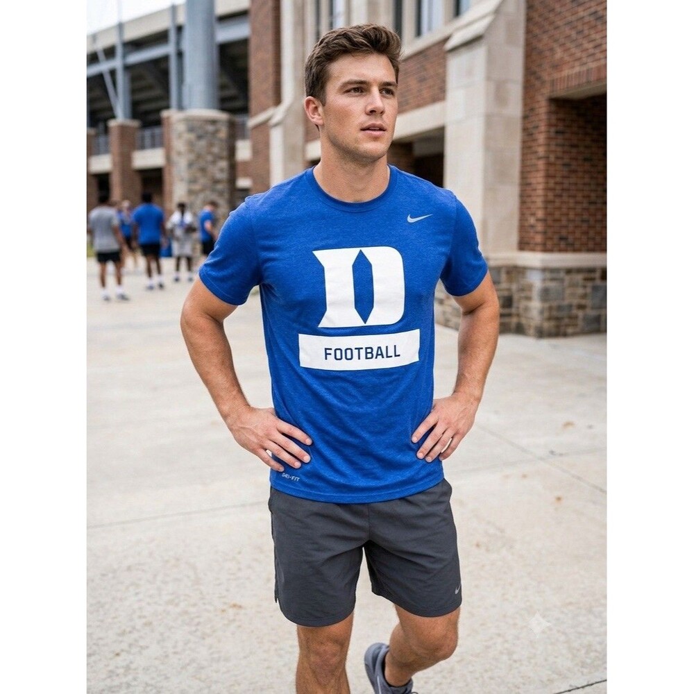 Nike Mens Duke Blue Devils Football Dri-Fit T-Shirt Blue Small NWOT